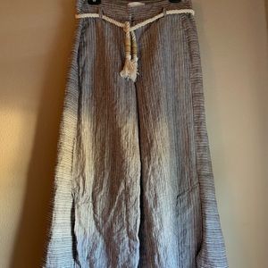 Anthropologie Stripped Linen Pants